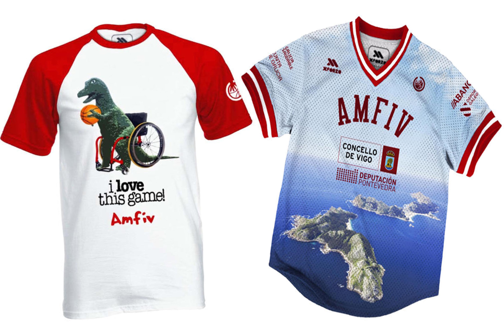 Boceto de las primeras camisetas preparadas por la firma Xforzo con el Dinoseto y las Islas Cïes como protagonistas